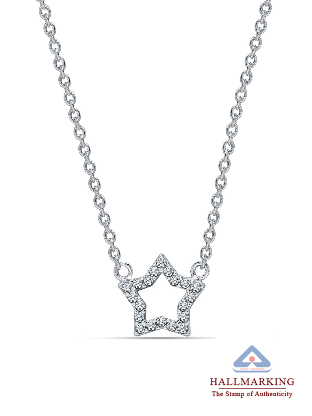 Rhodium CZ Open Star Necklace for Kids