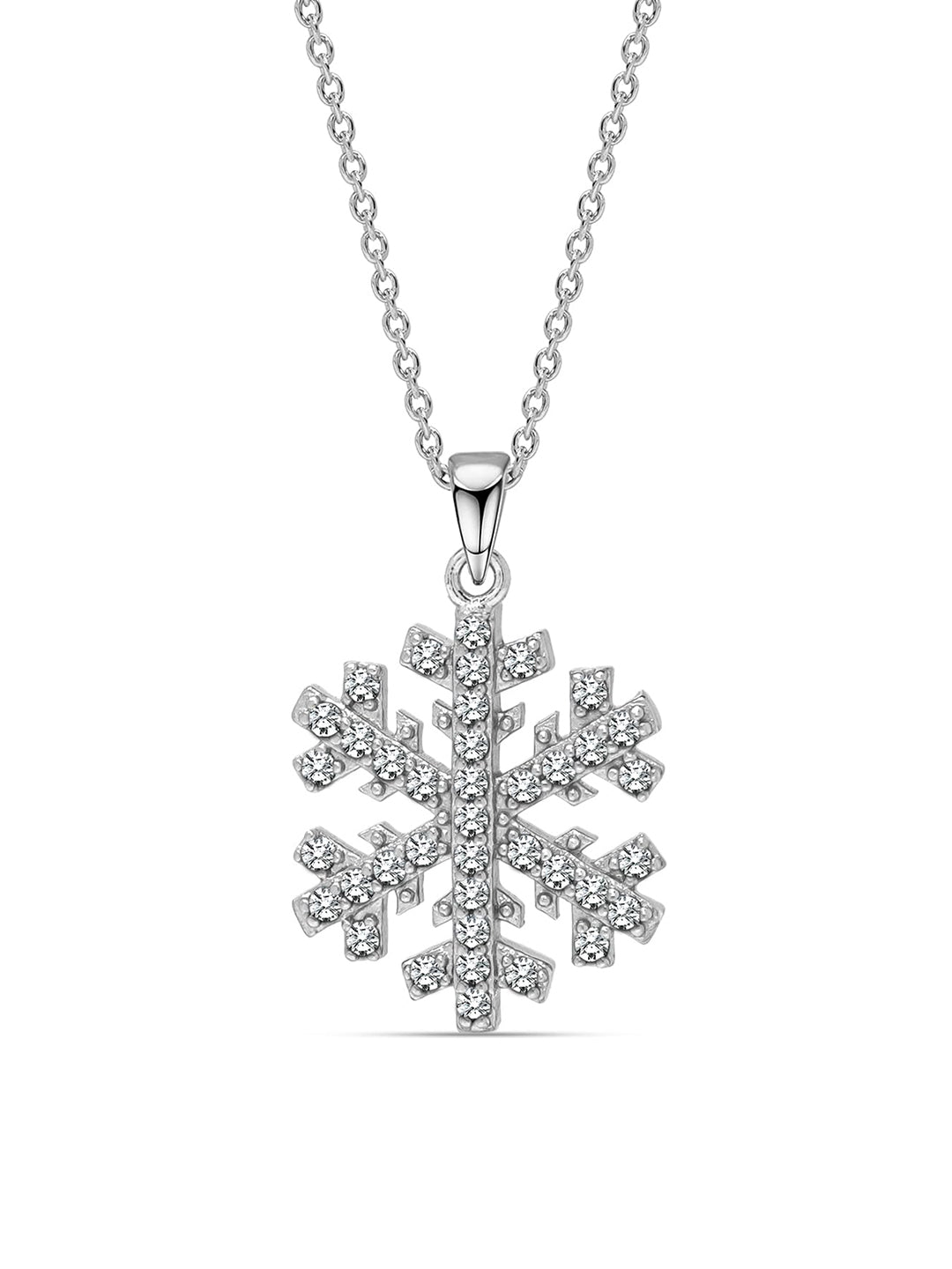 Rhodium CZ Snowflake Necklace for Kids