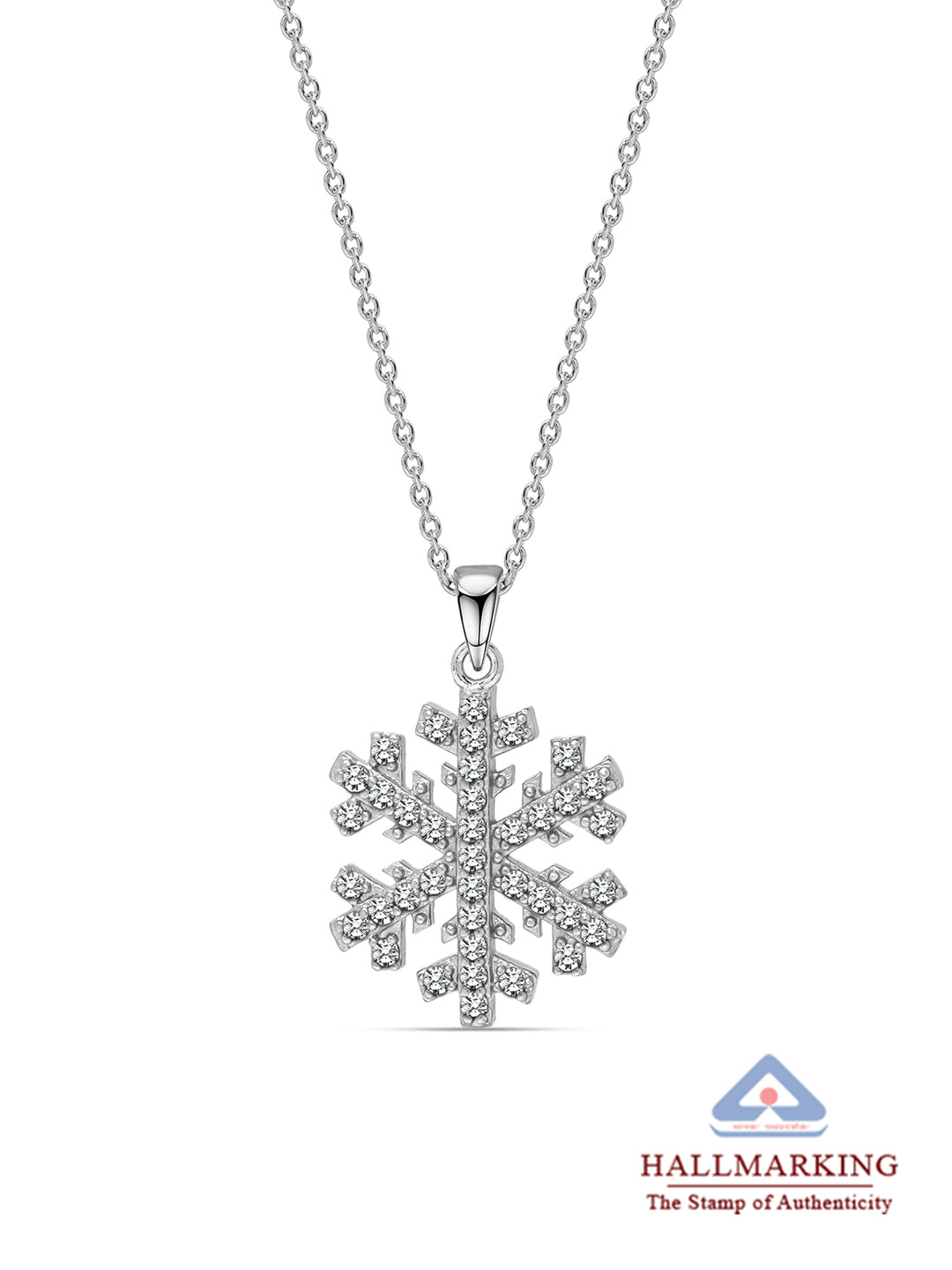 Rhodium CZ Snowflake Necklace for Kids