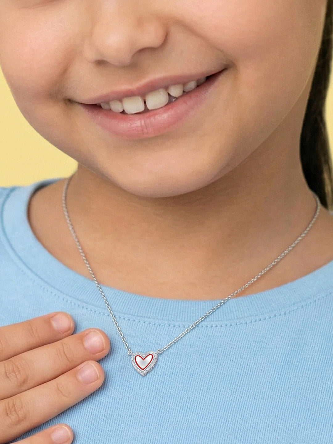Red Heart & CZ Necklace for Kids