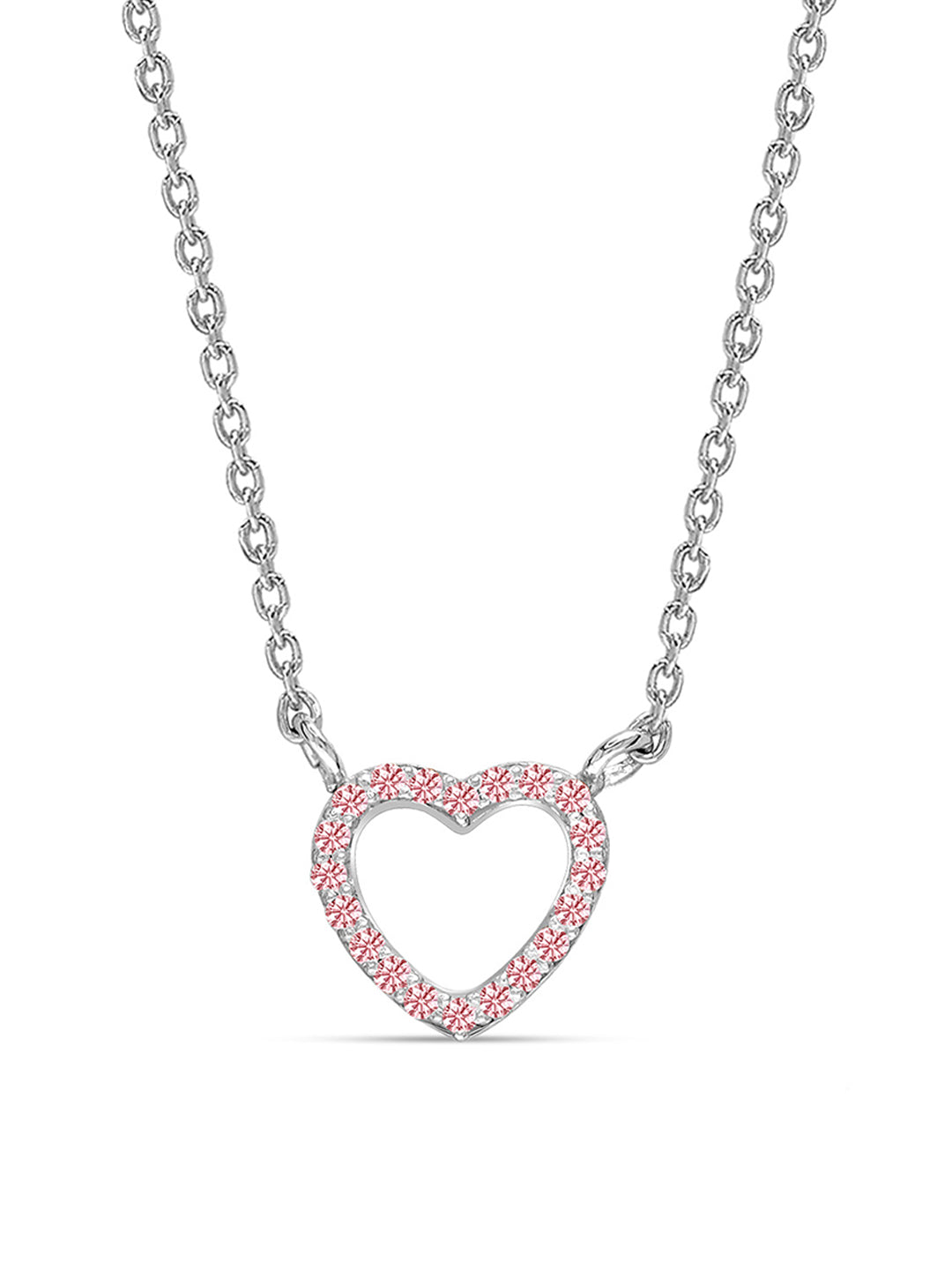 Rhodium Pavé CZ Heart Necklace for Kids