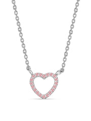 Rhodium Pav? CZ Heart Necklace for Kids