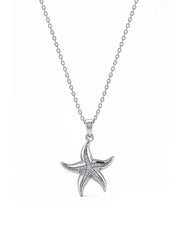 Silver Starfish CZ Pendant Necklace