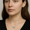 925 Sterling Silver Abalone Shell & CZ Stone Vintage Butterfly Pendant Necklace for Women