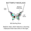 925 Sterling Silver Abalone Shell & CZ Stone Vintage Butterfly Pendant Necklace for Women