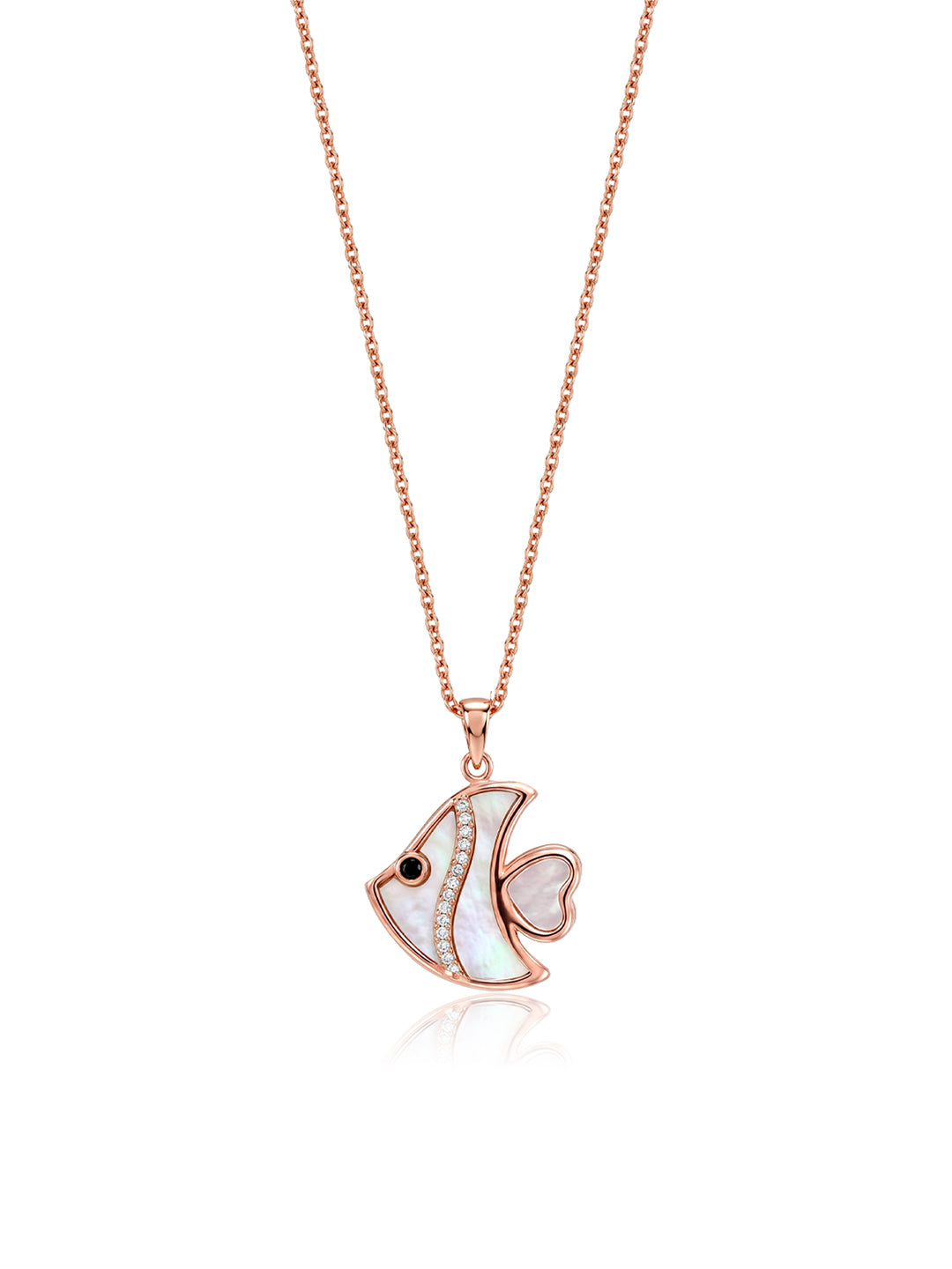 Blush Tide Rose Gold CZ Fish Pendant Necklace