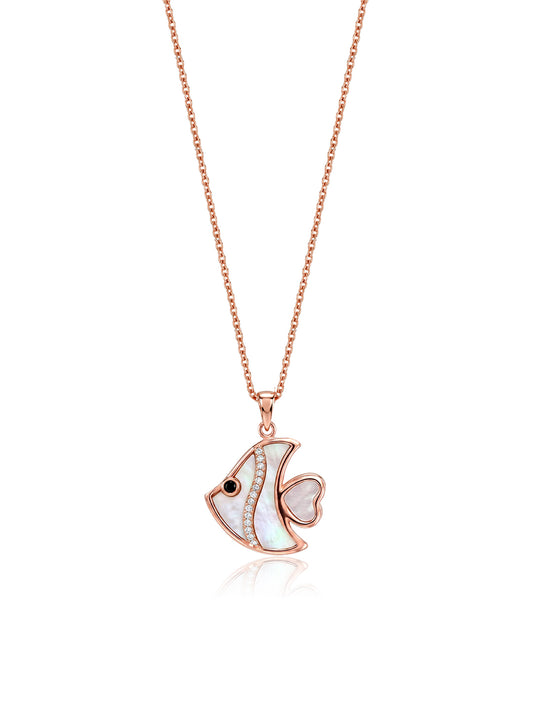Blush Tide Rose Gold CZ Fish Pendant Necklace