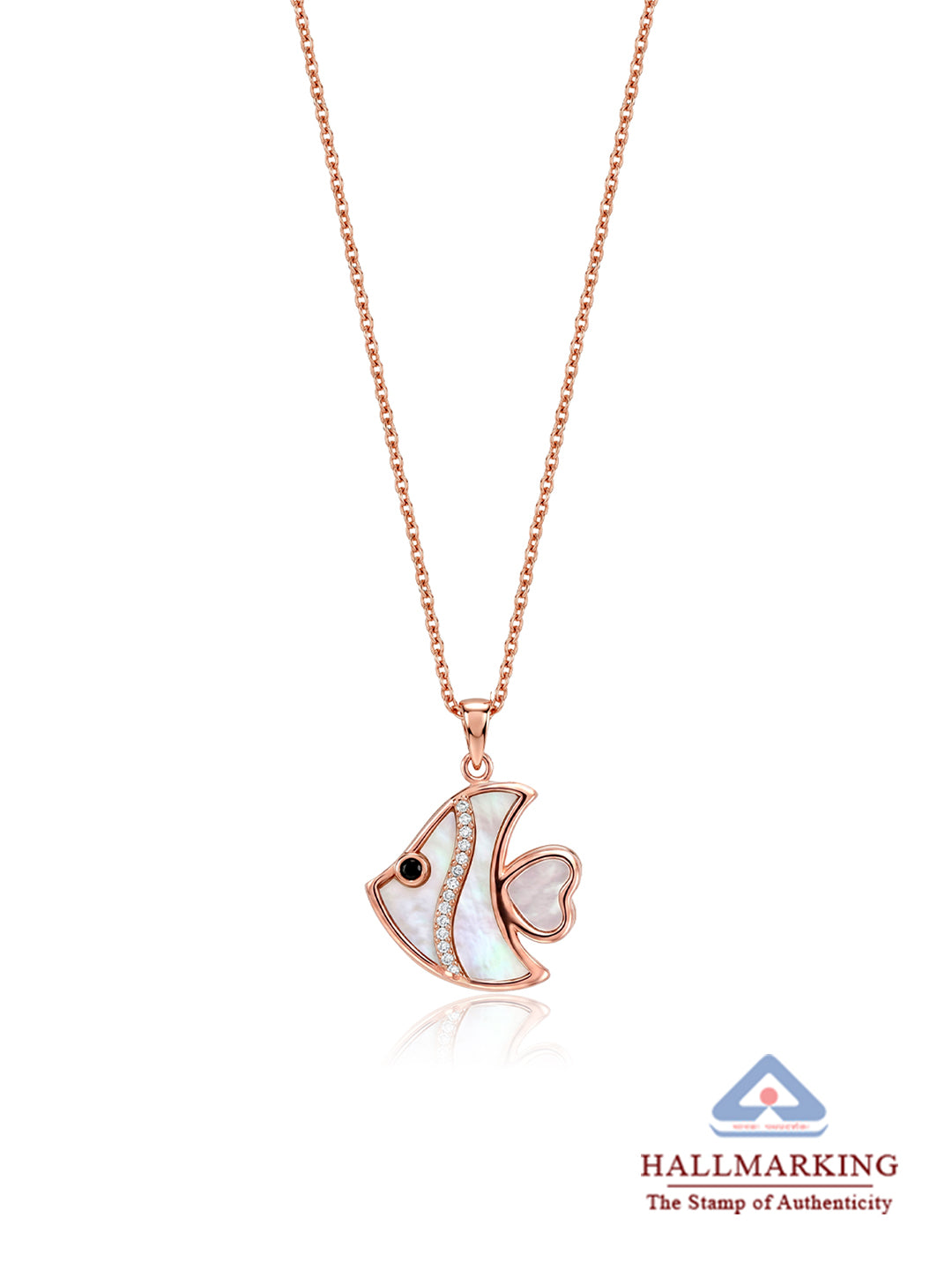 Blush Tide Rose Gold CZ Fish Pendant Necklace