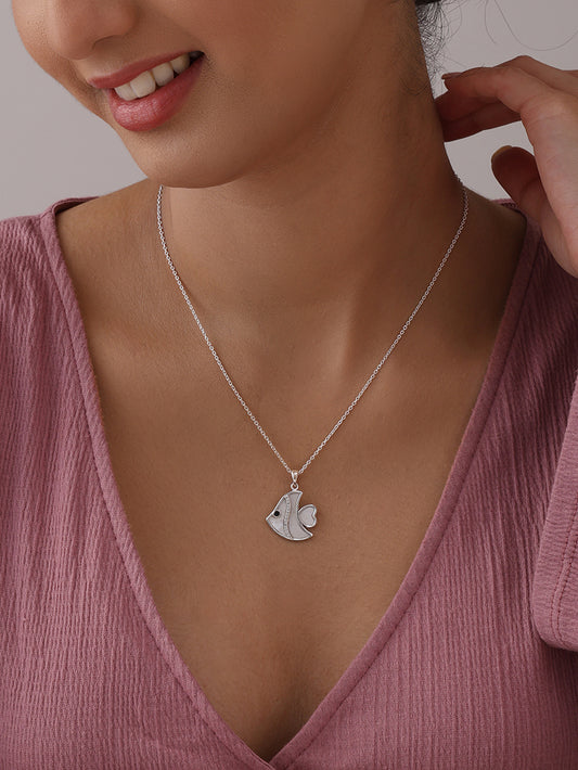 Ocean Whisper CZ Fish Pendant Necklace