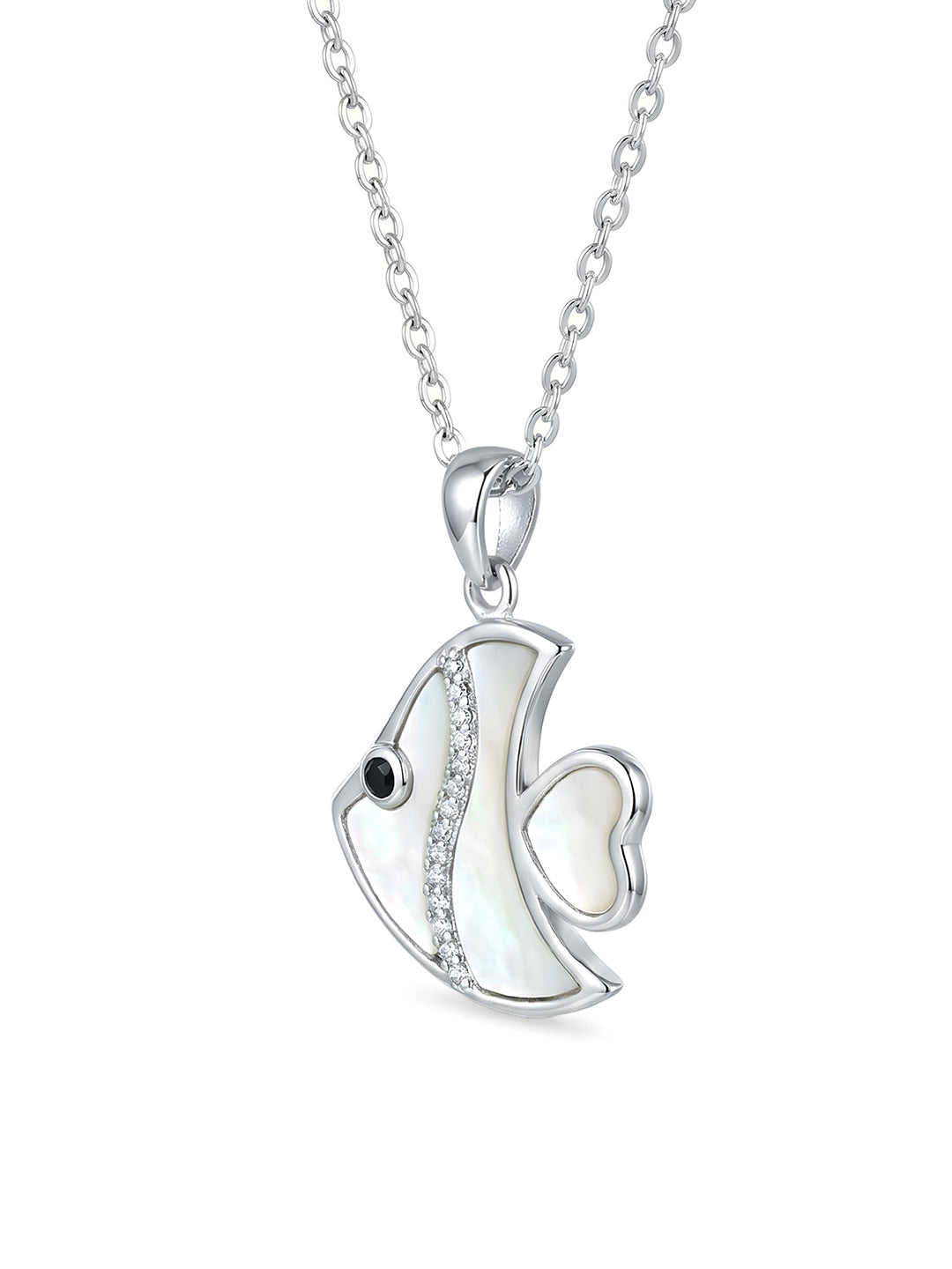 Ocean Whisper CZ Fish Pendant Necklace