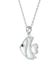 Ocean Whisper CZ Fish Pendant Necklace