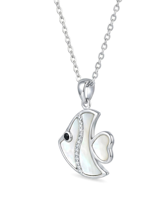 Ocean Whisper CZ Fish Pendant Necklace