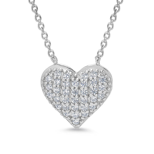 925 Sterling Silver Rhodium-Plated Heart CZ Necklace for 4 and above Years Children | Gifts for Kids