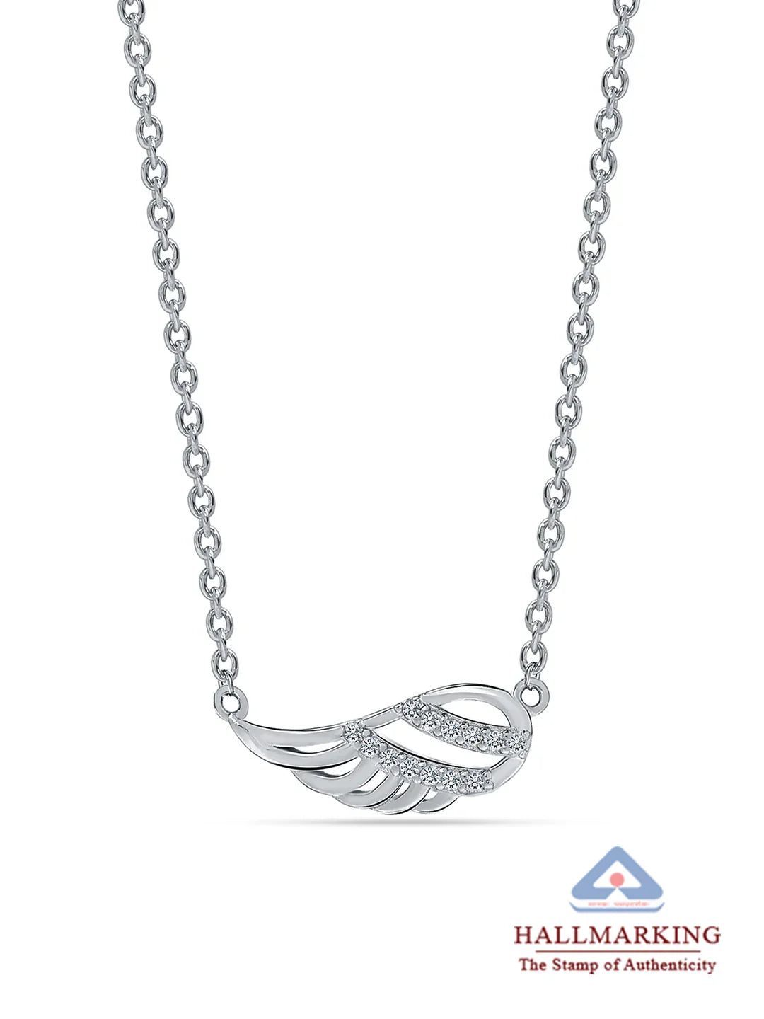 Rhodium CZ Angel Wing Necklace for Kids