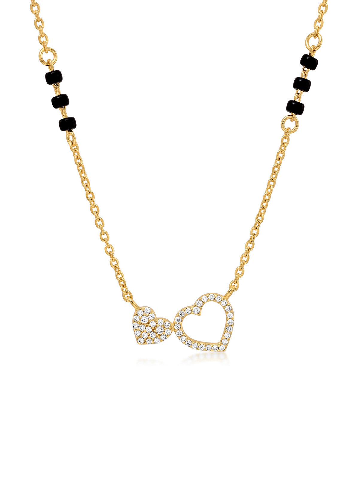 Gold Crystal Double Heart Mangalsutra