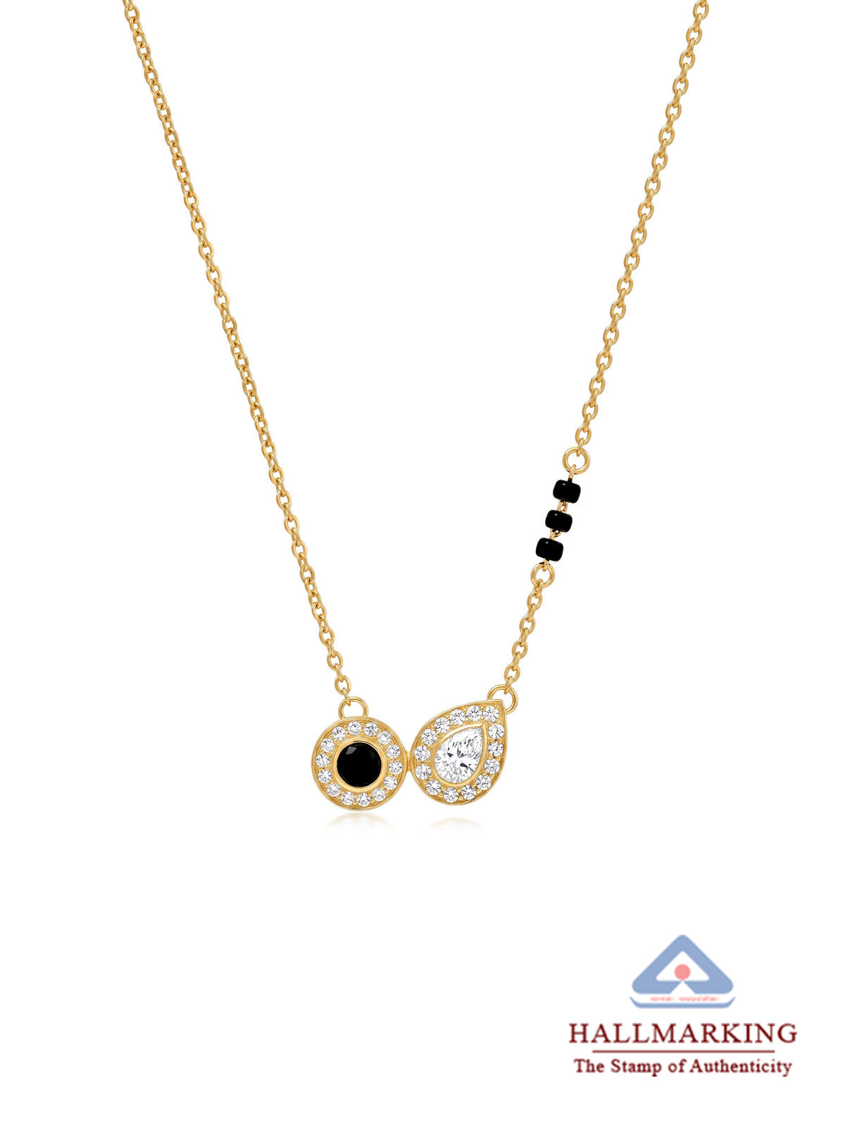 Gold Crystal Black Bead Mangalsutra