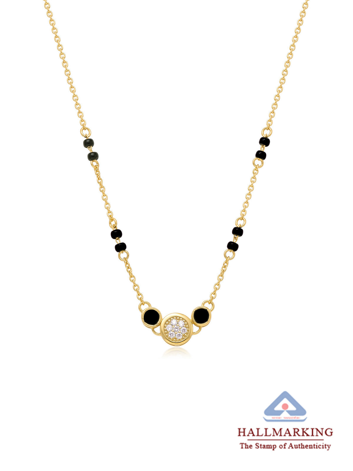 Gold Black Bead Crystal Mangalsutra