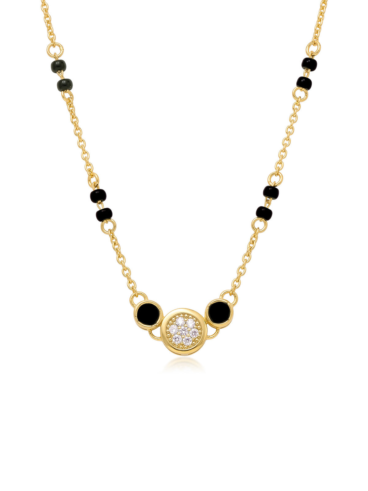 Gold Black Bead Crystal Mangalsutra