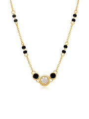 Gold Black Bead Crystal Mangalsutra