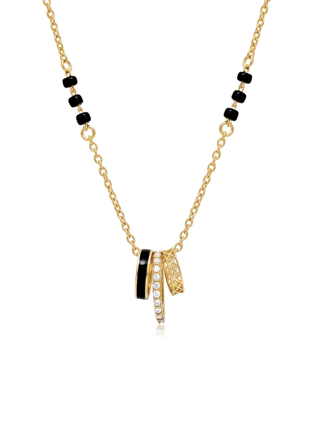 Gold Black Bead Charm Mangalsutra