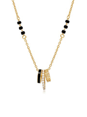 Gold Black Bead Charm Mangalsutra