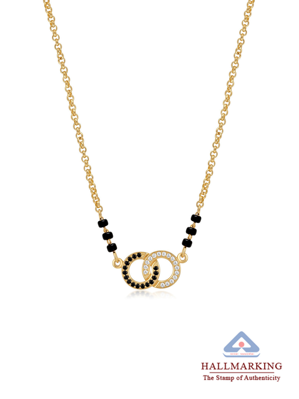 Dual Tone Interlocking Circle Charm Mangalsutra