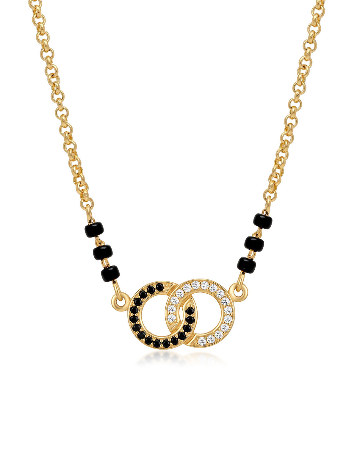 Dual Tone Interlocking Circle Charm Mangalsutra