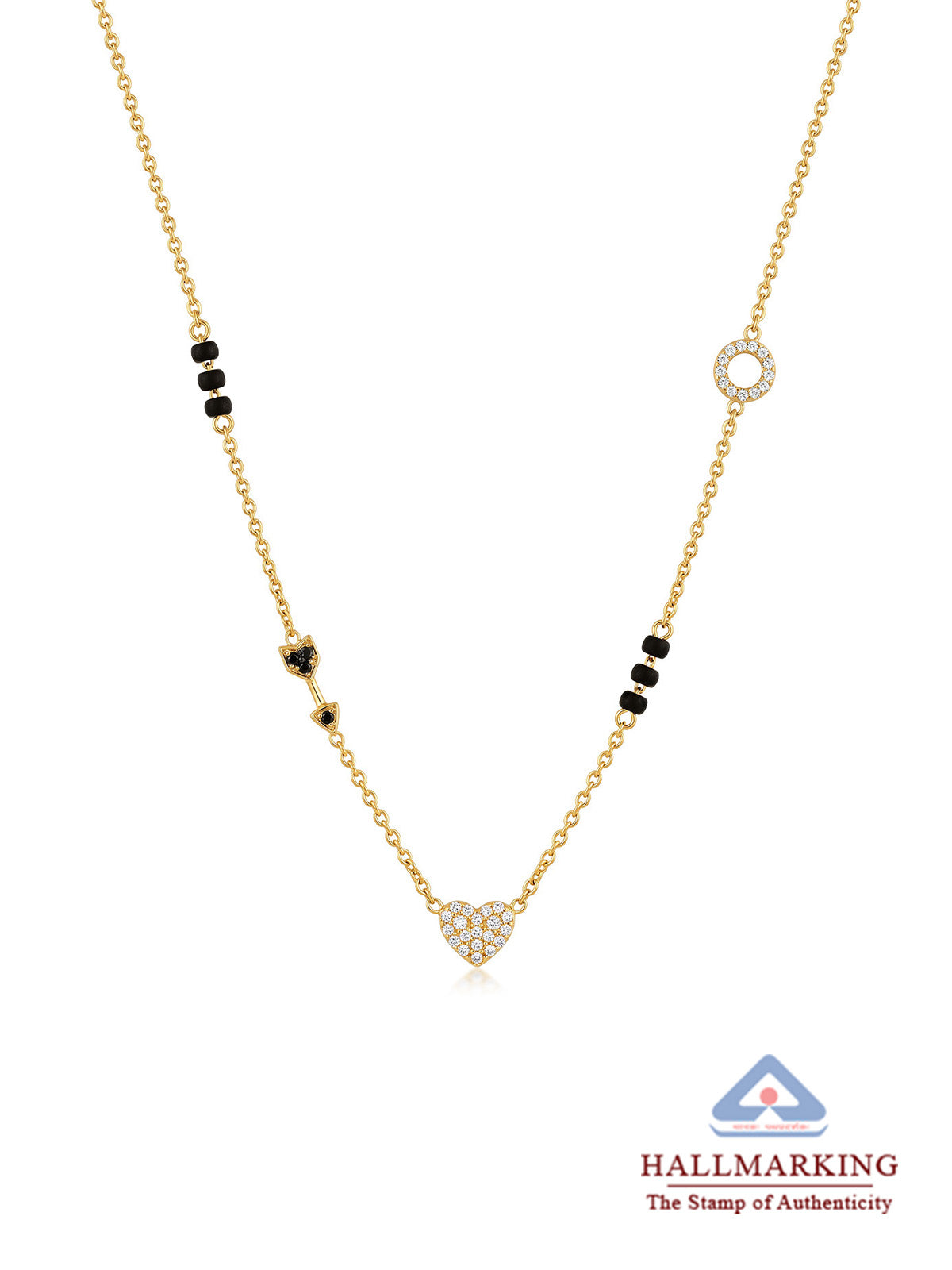Gold Heart Crystal Mangalsutra