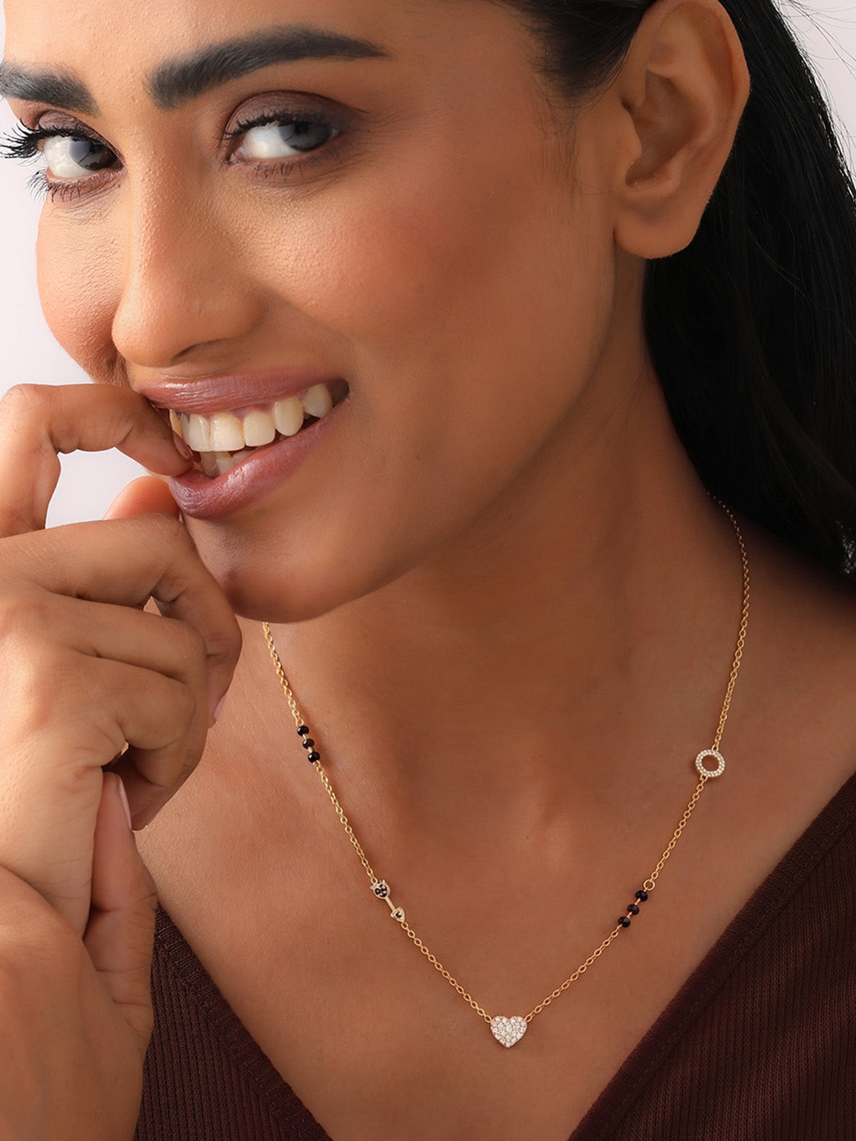 Gold Heart Crystal Mangalsutra