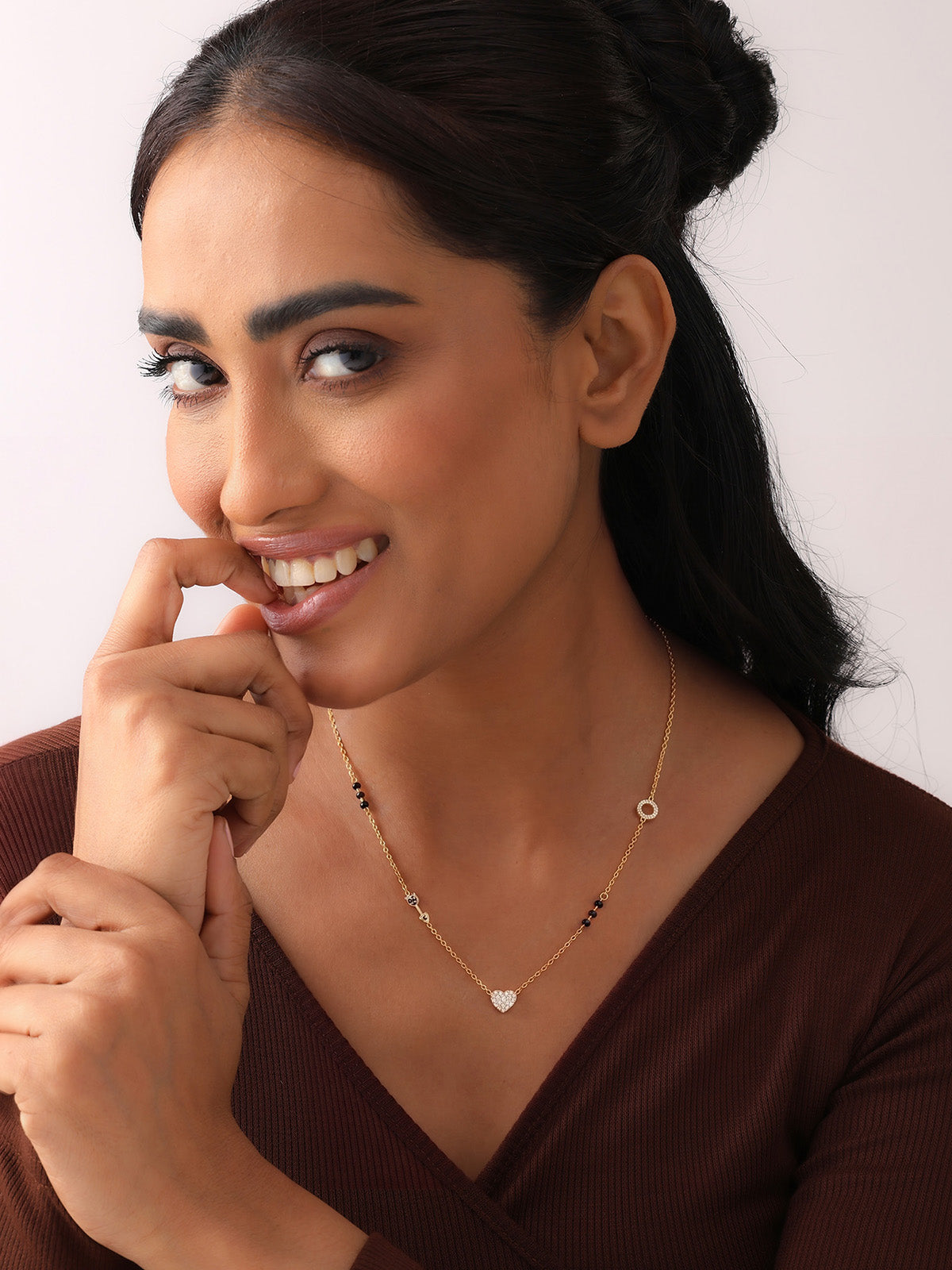 Gold Heart Crystal Mangalsutra
