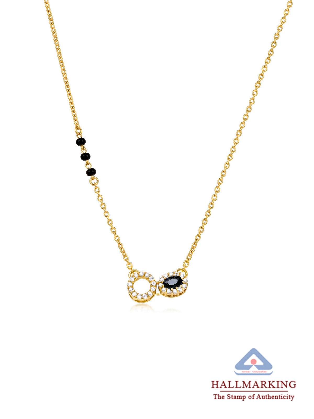 Black Stone Double Circle Charm Mangalsutra