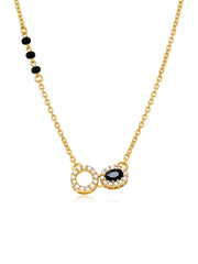 Black Stone Double Circle Charm Mangalsutra