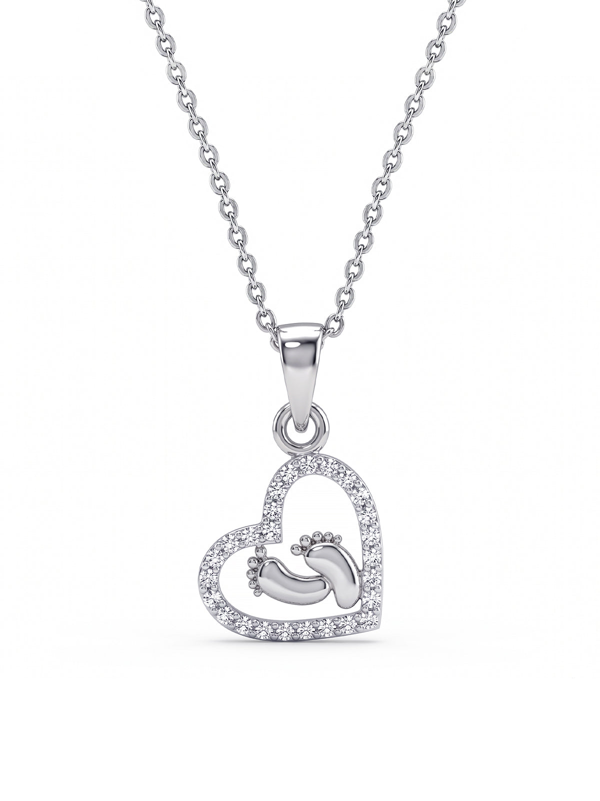 Crystal Heart Mother and Child Pendant Necklace