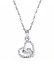 Crystal Heart Mother and Child Pendant Necklace
