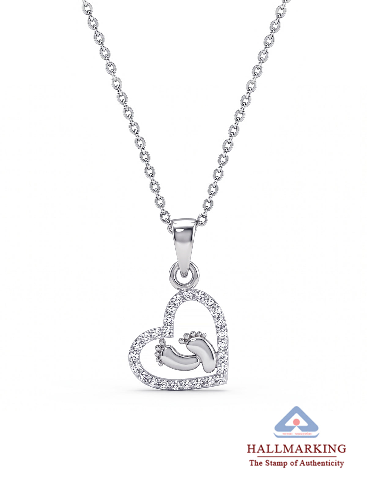 Crystal Heart Mother and Child Pendant Necklace