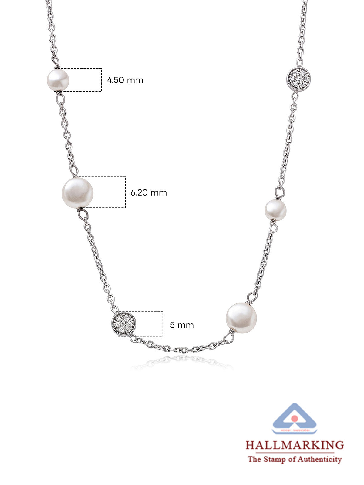 Pearl & Pavé Disc Station Necklace