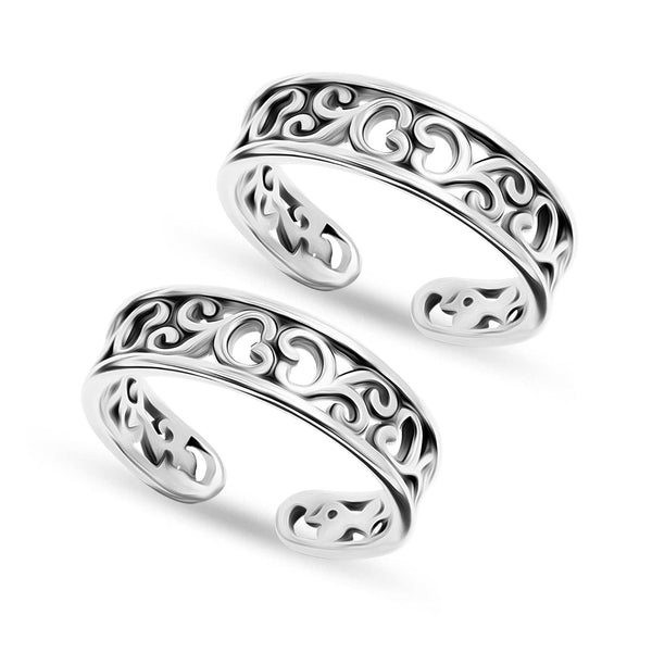925 Sterling Silver Classic Floral Adjustable Toe Rings for Women