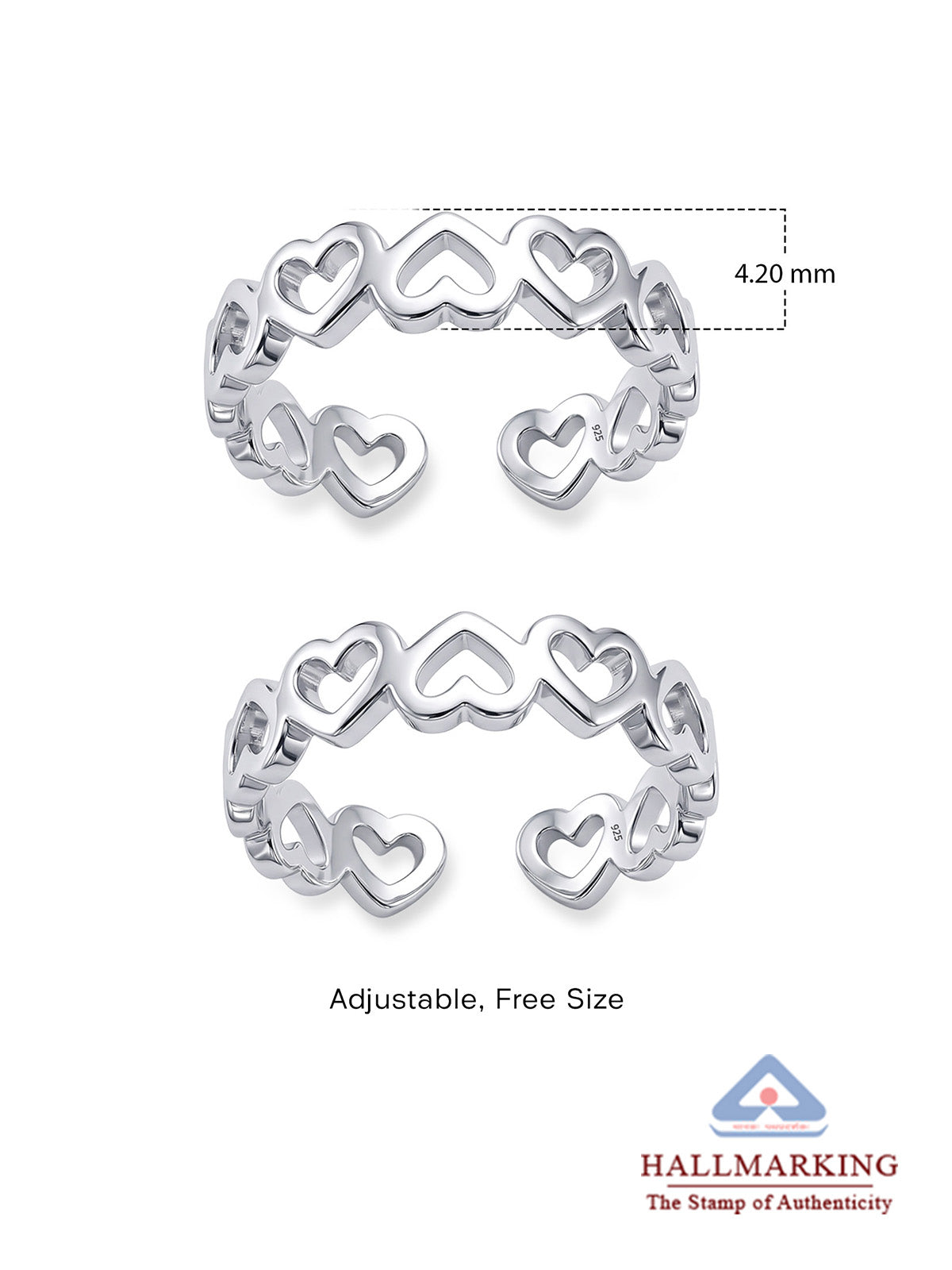 Cordia Multi-Heart Cutout Women's Toe Ring