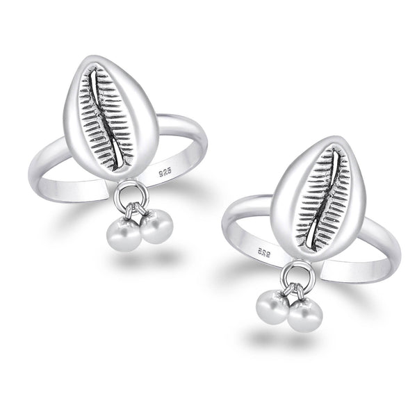 925 Sterling Silver Antique Boho Style Beach Shell Cowrie Toe Ring for Women