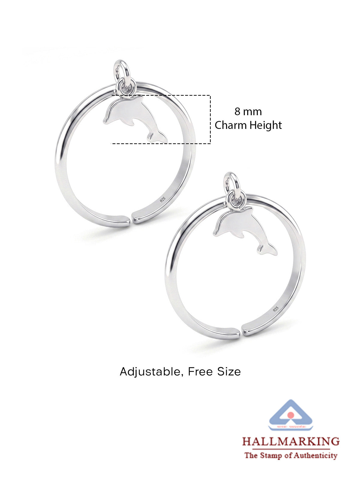 Ocean Bliss Dolphin Adjustable Silver Toe Ring