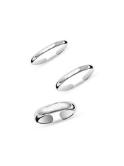 Hypoallergenic Band Toe Ring Set - 3 Pieces