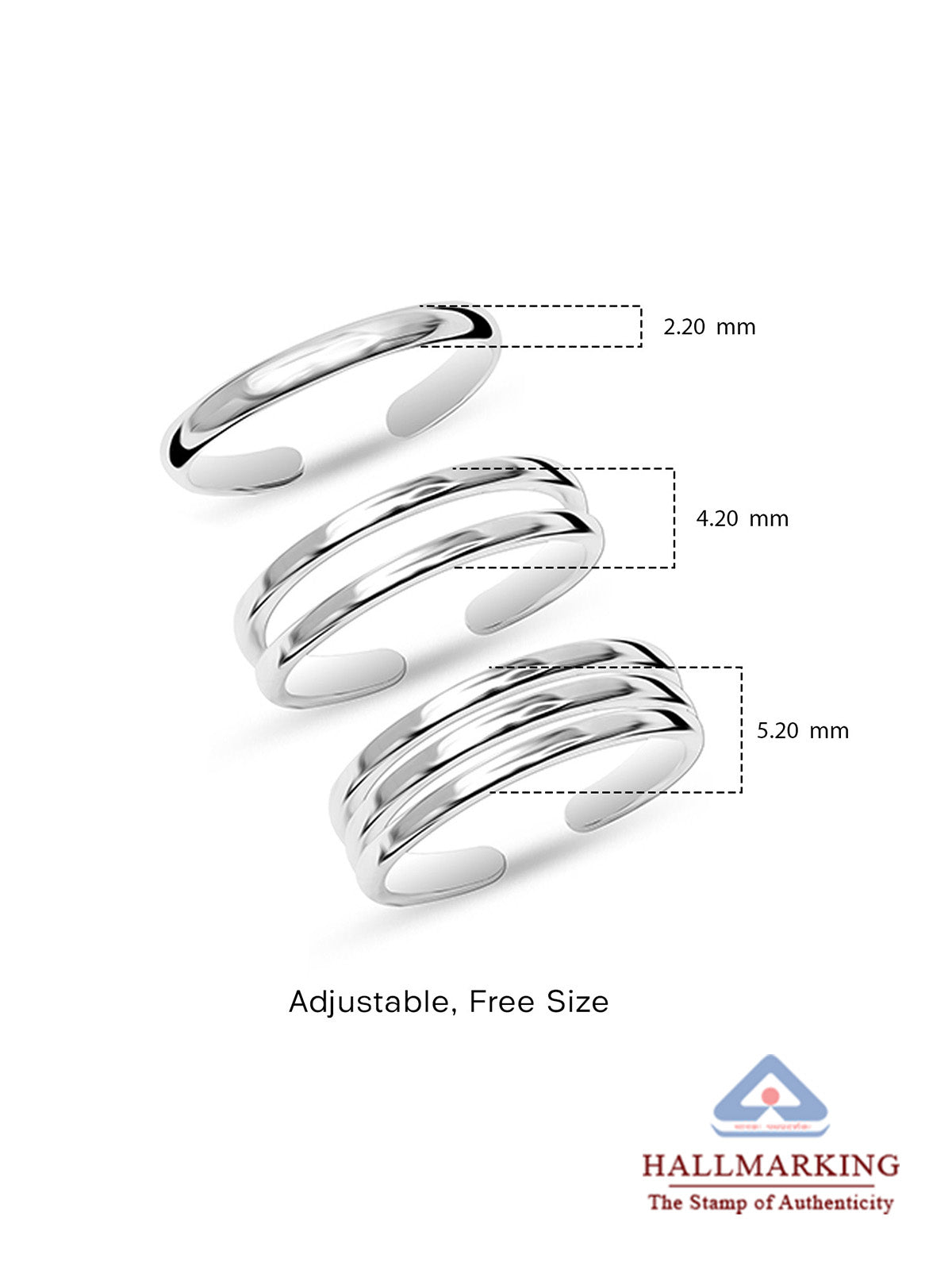 Fina Minimalist Thin Band Women's Toe Rings, Set of 3
