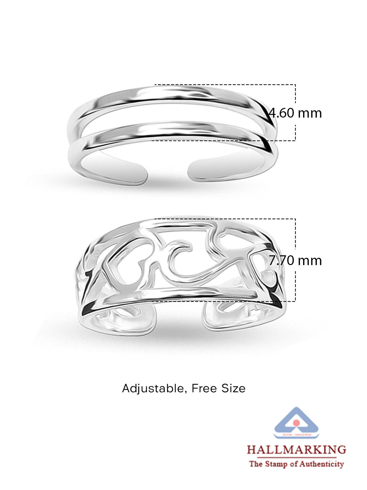 Aloha Heart Leaf Band Toe Rings