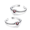 925 Sterling Silver CZ heart Shape Adjustable Toe Rings for Women