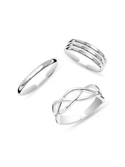 Marbella Classic Band Women's Toe Rings, Set of 3