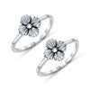925 Sterling Silver Minimalist Open Adjustable Antique Flower Toe Rings For Women
