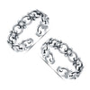 925 Sterling Silver Filigree Adjustable Band Toe Rings for Women