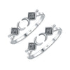 925 Sterling Silver Open Adjustable Crescent Moon & Beaded Square Toe Ring for Women