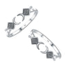 925 Sterling Silver Open Adjustable Crescent Moon & Beaded Square Toe Ring for Women