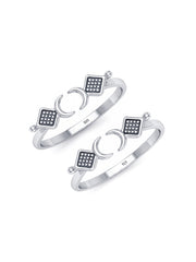 Oxidised Silver Geometric Crescent Moon Adjustable Toe Rings